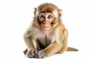 Monkey isolate on white background.Generative Ai. photo