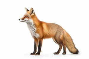 Red fox isolated on a white background.Generative Ai. photo