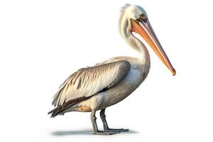 Pelican isolate on white background.Generative Ai. photo