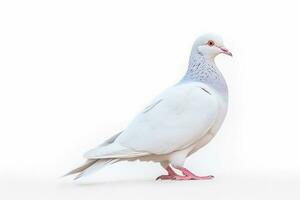 White pigeon isolate on white background.Generative Ai. photo