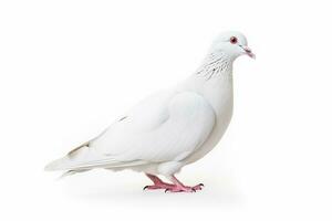 White pigeon isolate on white background.Generative Ai. photo