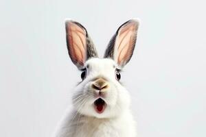 Portrait of bunny isolate on white background.Generative Ai. photo