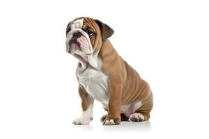 Bulldog standing isolated on white background.Generative Ai. photo