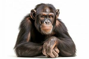 Chimpanzee isolated on white background .Generative Ai. photo