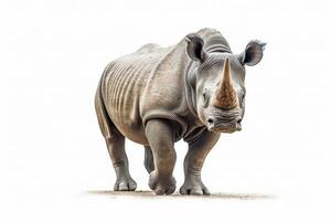 Rhinoceros side view isolated on white  background.Generative Ai. photo