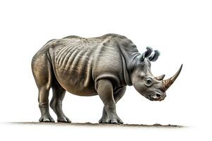 Rhinoceros side view isolated on white  background.Generative Ai. photo