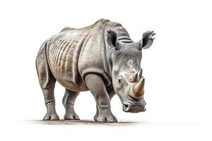 rinoceronte lado ver aislado en blanco fondo.generativo ai. foto