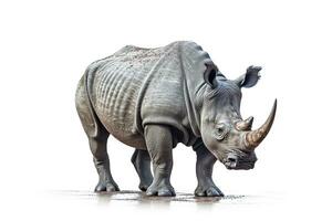 Rhinoceros side view isolated on white  background.Generative Ai. photo