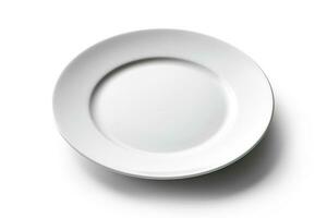 Empty plate isolated on white background.Generative Ai. photo