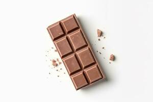 Chocolate bar isolated on white background .Generative Ai. photo