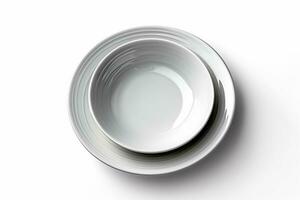 Empty plate isolated on white background.Generative Ai. photo