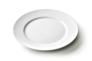 Empty plate isolated on white background.Generative Ai. photo