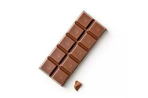 Chocolate bar isolated on white background .Generative Ai. photo