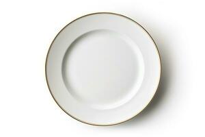 Empty plate isolated on white background.Generative Ai. photo