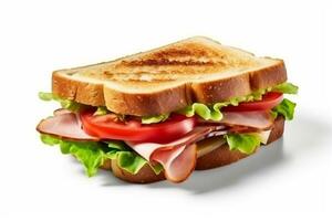 Sandwich ham isolated on white background .Generative Ai. photo