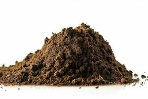 Soil isolated on white background .Generative Ai. photo