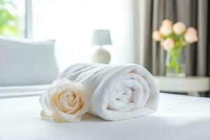 White towel on  bedroom background photo