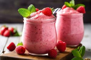 Fresh stawberry smoothie isolated on white background photo