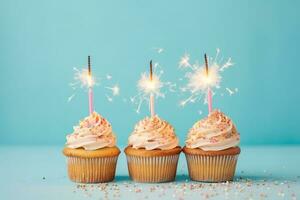 Sparkling cupcakes for a birthday party photo