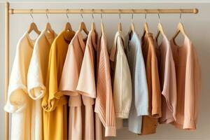 Colourful clothes pastel in bedroom photo