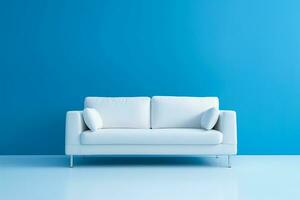 Middle room white sofa on blue background photo