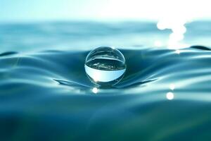 Water drop dropping in the ocean photo