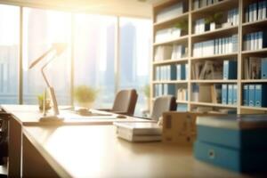 Abstract blur modern office background photo