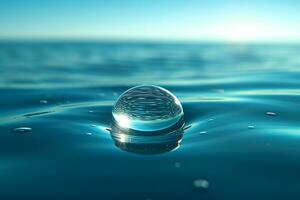 Water drop dropping in the ocean photo