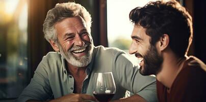 Smiling mans with wine photo