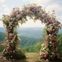 Wedding floral arc photo