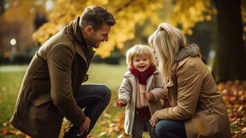 Happy family in the park photo