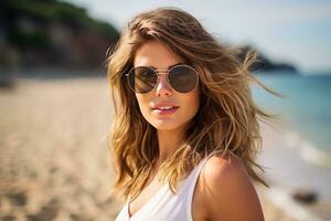 Happy woman on the beach photo