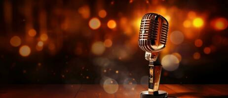 A professional microphone with a bokeh background photo