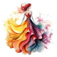 Watercolor fashion illustration isolated photo