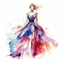 Watercolor fashion illustration isolated photo