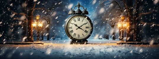 Navidad magia antecedentes con alarma reloj foto