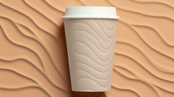 Cup of latte on orange background photo