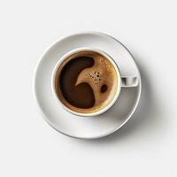 White cup of black coffee isolated. photo