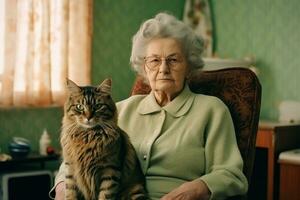 Grandmother with her cats photo