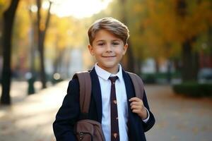 Boy goes to school photo