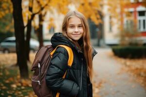 Girl go to school photo