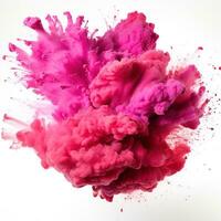 Pink Holi paint splash isolated. photo