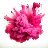 Pink Holi paint splash isolated. photo