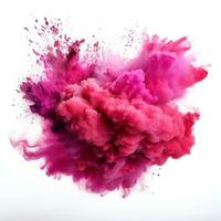 Pink Holi paint splash isolated. photo