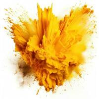 Gold yellow Holi paint splash isolated photo