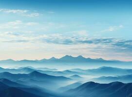 Mountain landscape with blue skies and orange colors photo