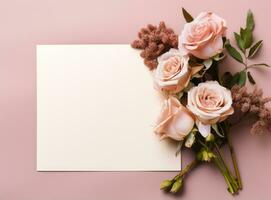 Pink flower background with an empty space for note photo