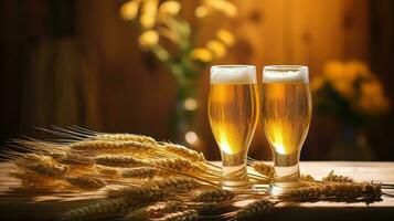 Beer and grain background photo