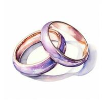 Watercolor wedding rings isolated photo