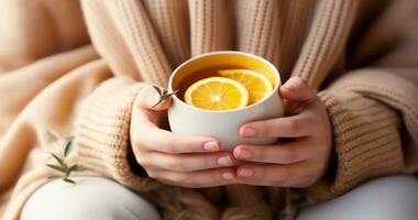 Vivid background with orange tea photo